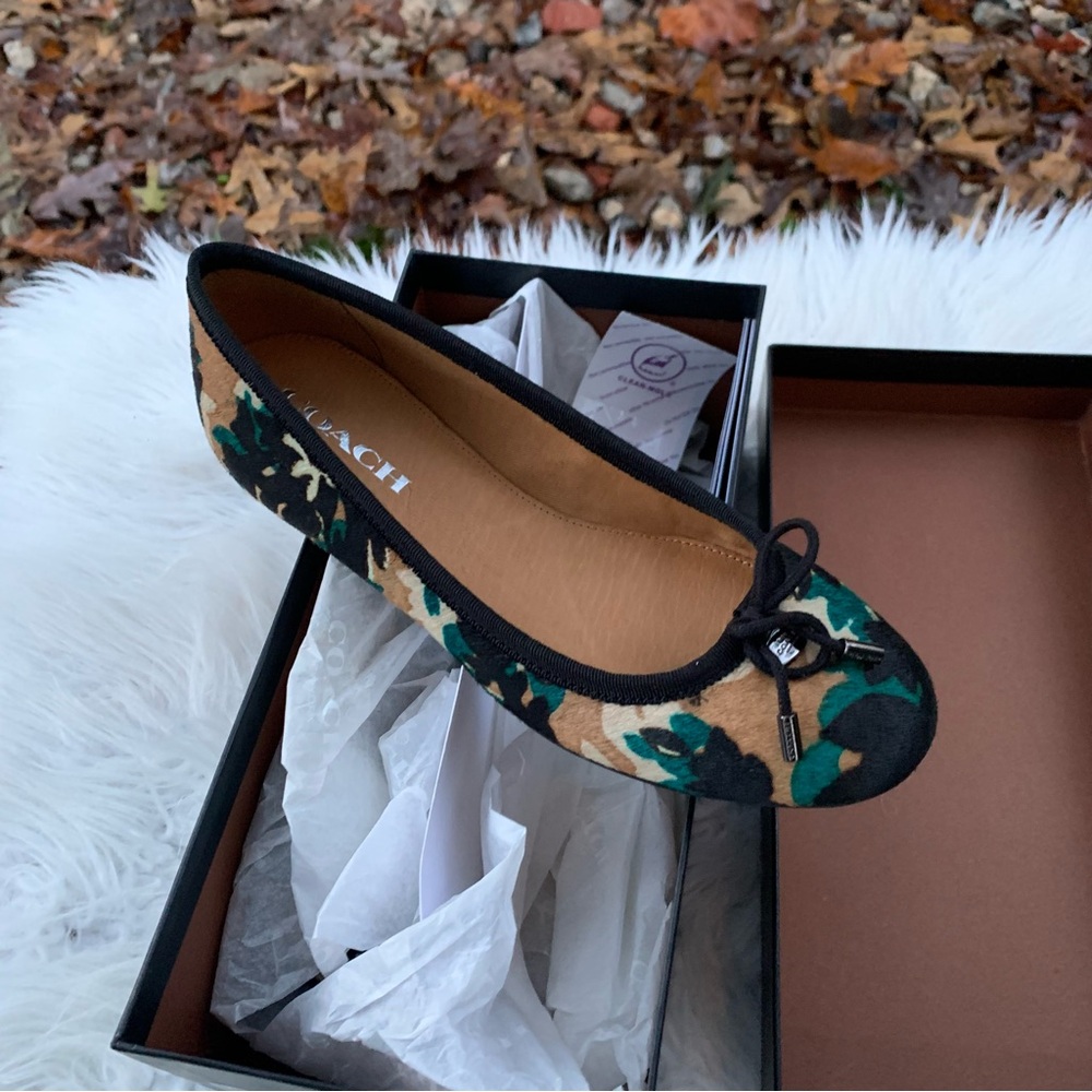 Coach Lara Ballet Flats Walnut Multi Slip-On Shoes Size 6